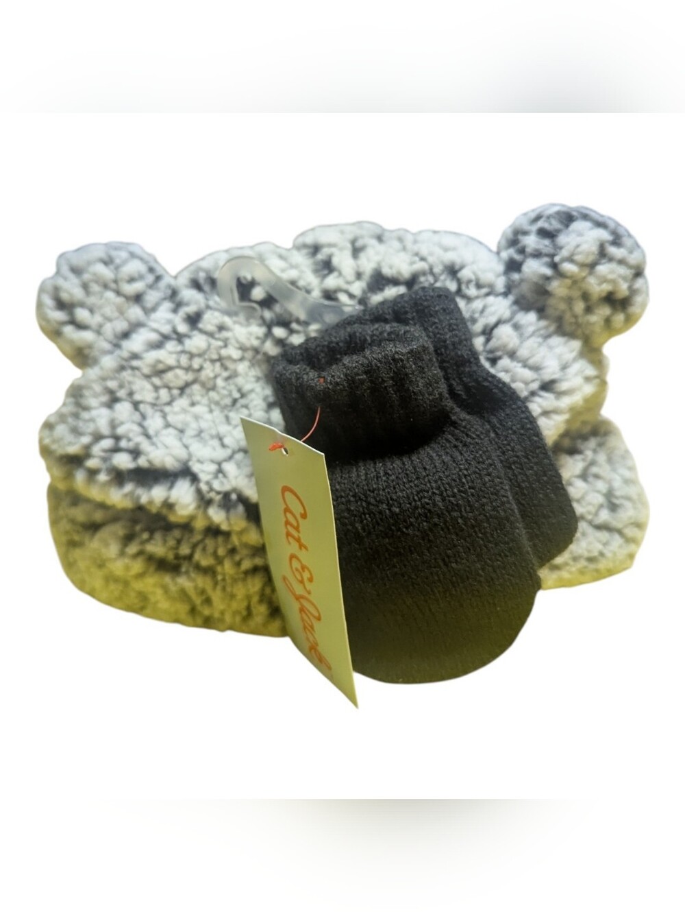 Cat & Jack Winter Hat & Mittens Set Black Baby 0-6 Months